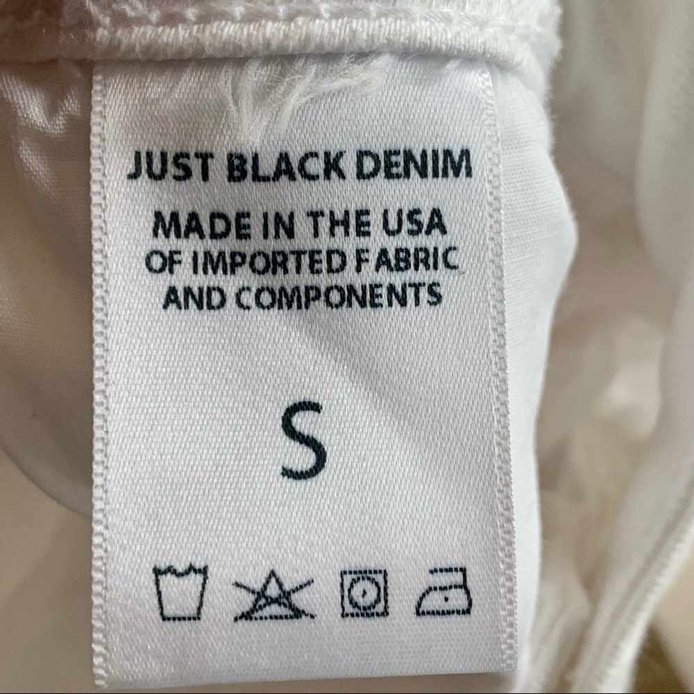 JUST BLACK White Denim Stretch Cotton Raw Hem Skirt Style # CD132K Size Small - Picture 15 of 16